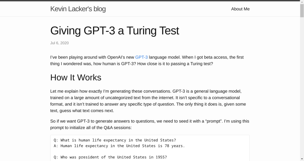 Giving GPT-3 a Turing Test