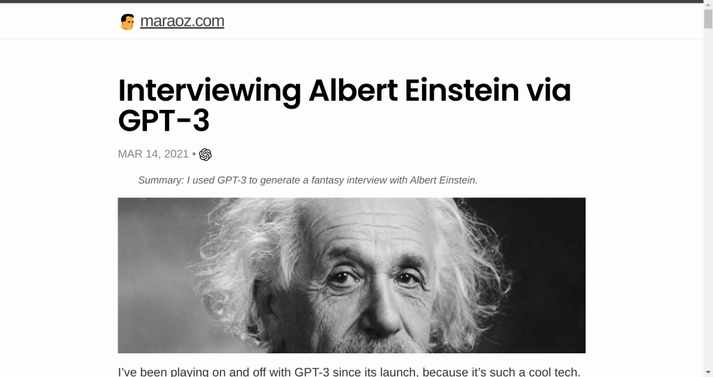 Interviewing Albert Einstein via GPT-3