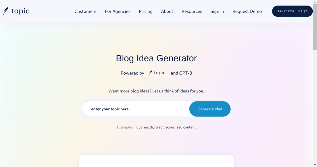Blog Idea Generator by Topic