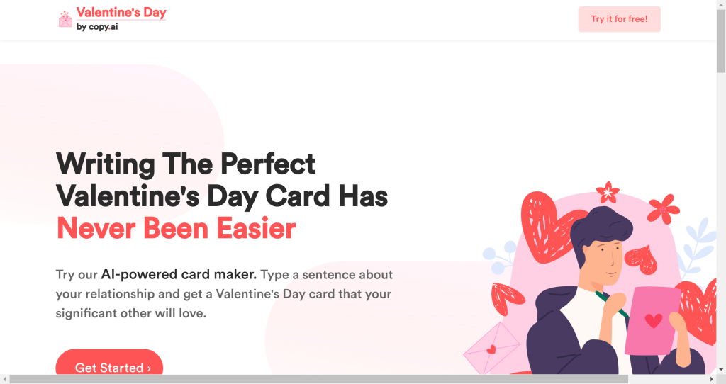 Valentine’s Day Card Writer by CopyAI