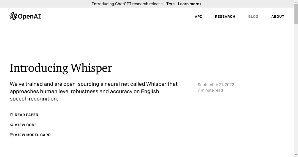 Whisper by OpenAI